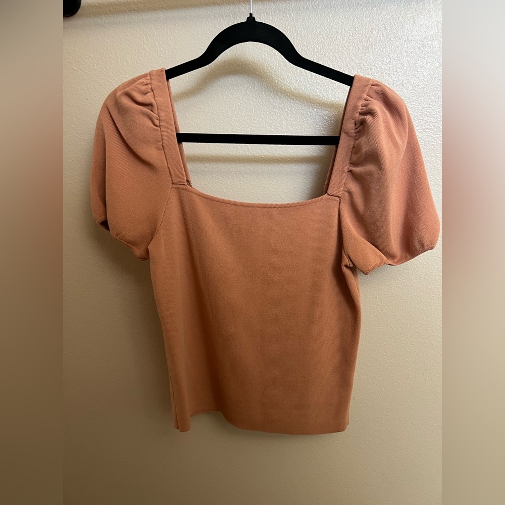 Melrose and Market Orange Puffed Sleeve Blouse